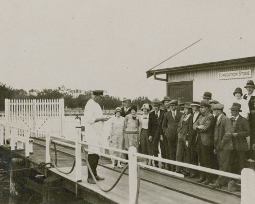 Passengers lining up at the Quarantine Station